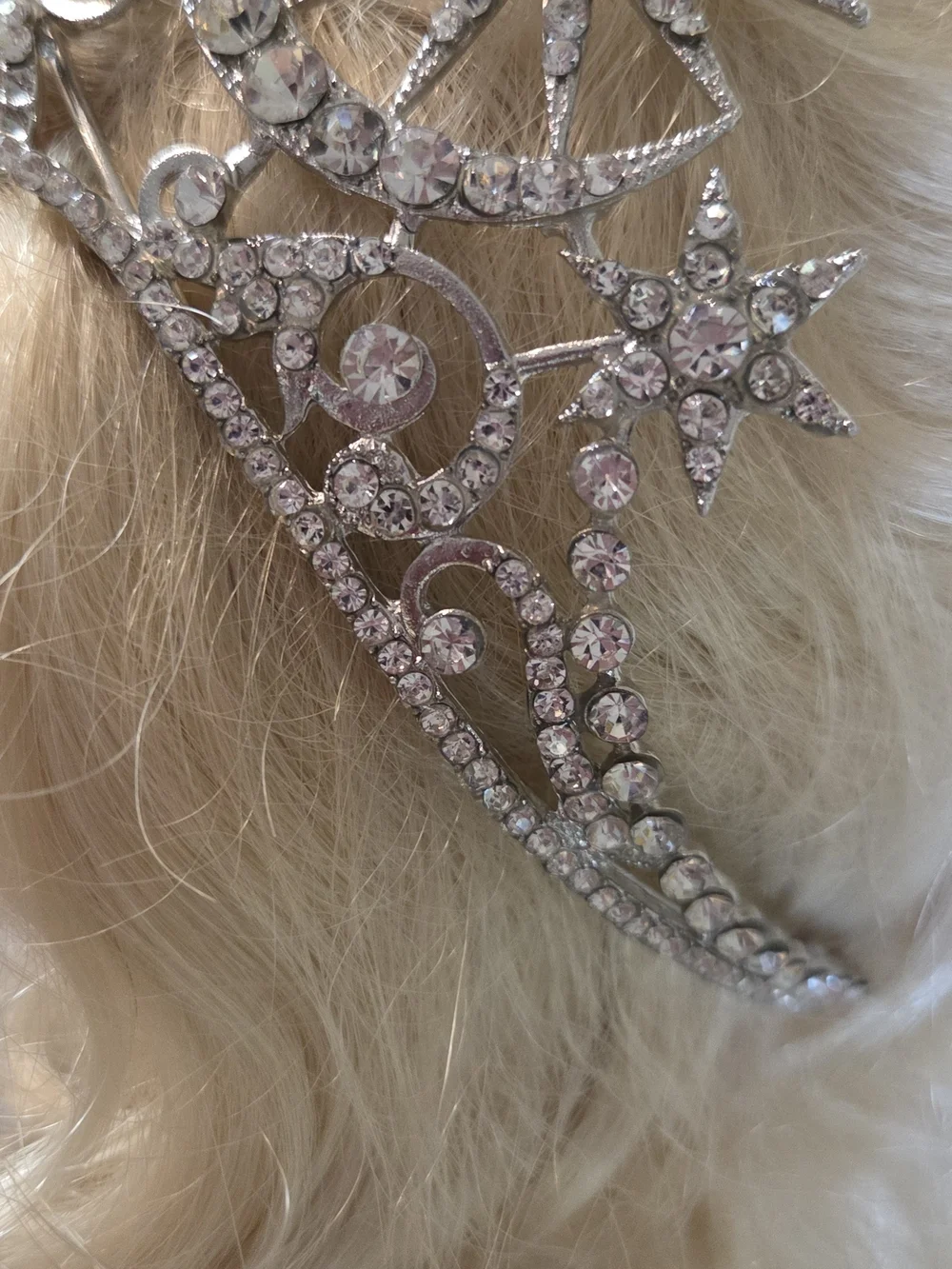 Silver Crystal Starburst Tiara - Elegant Women's Headpiece